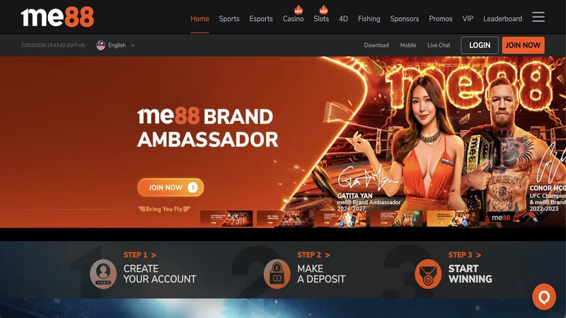 me88 Casino Malaysia homepage screenshot